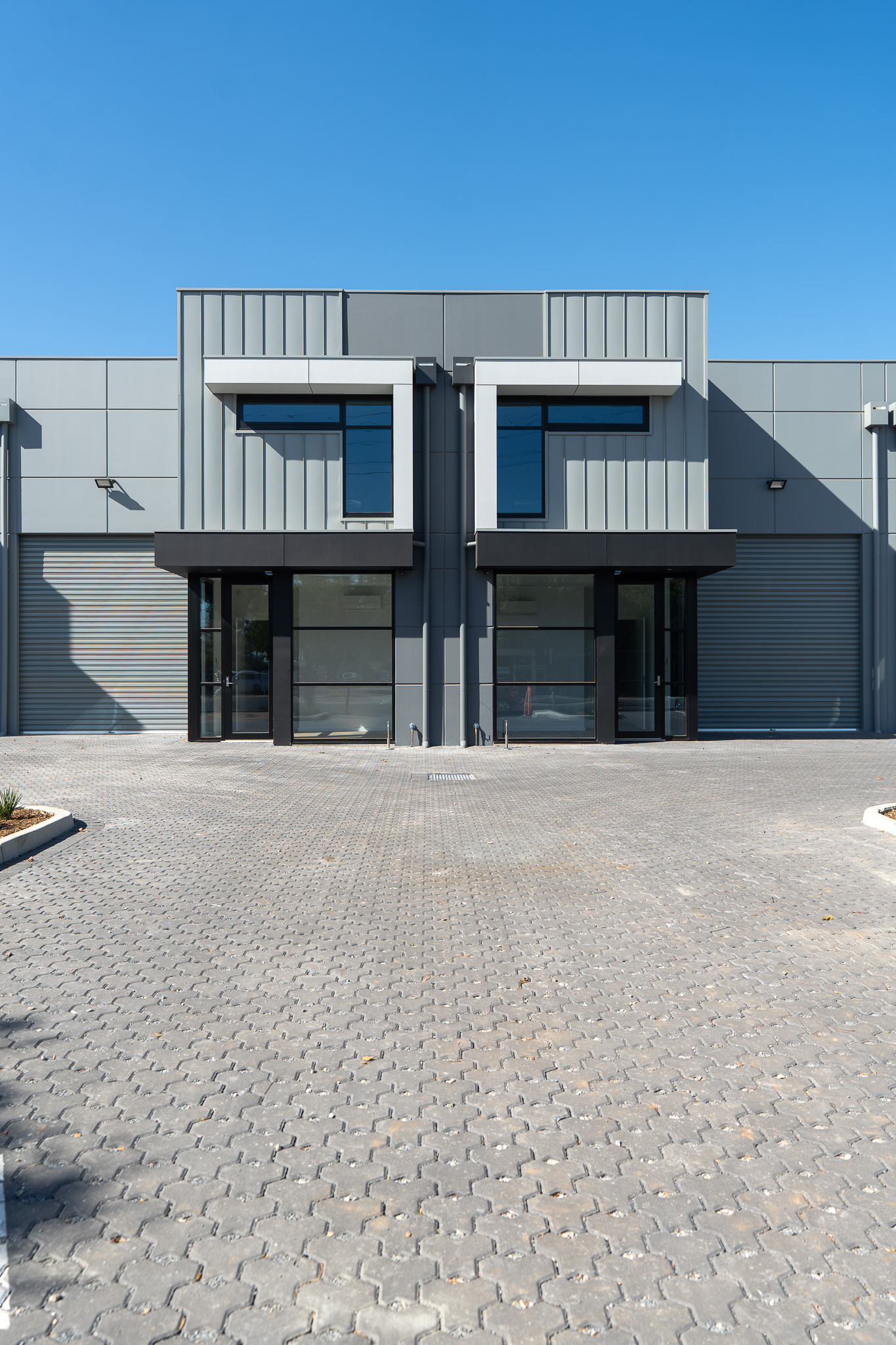 external cladding on a commercial warehouse/office development.